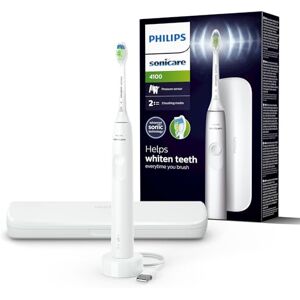 Philips Sonicare 4100 – elektrische  Sonicare Zahnbürste für Erwachsene mit 1 x  W2 Optimal White Bürstenkopf in Weiß, schlankem Reiseetui und USB-Ladegerät (Modell HX3683/33)