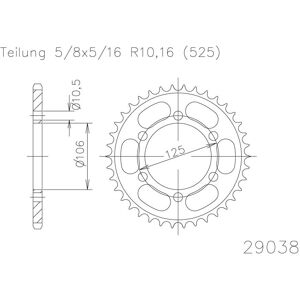 ESJOT Kettenrad, 46 Zähne, 525er Teilung (5/8x5/16)