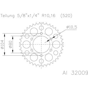 ESJOT Kettenrad 43 Zähne Alu 520er Teilung (5/8x1/4)