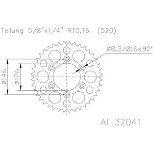 ESJOT Kettenrad 49 Zähne Alu 520er Teilung (5/8x1/4)