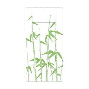 Mank Besteckservietten Airlaid Green Bamboo, 40 x 40 cm, 1/8 Falz, 75 Stück - Bestecktaschen Bambus Gräser