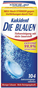 Reckitt Benckiser Deutschland GmbH Kukident Die Blauen Reinigungstabletten, Tiefenreinigung mit Aktiv-Sauerstoff, 1 Packung = 104 Tabletten