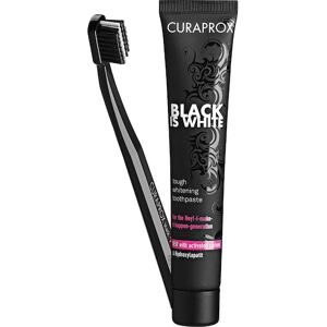 Curaprox Tandpleje Tandbørster Black Is White Set Tough Whitening Toothpaste 90 ml + Toothbrush Black