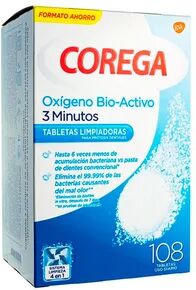 Corega Oxígeno Bio-Activo 3 Minutos Tabletas Limpiadoras 108uds