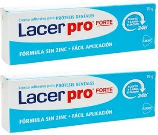 Lacer Pro Forte Crema Adhesiva para Prótesis Dentales 2x70g