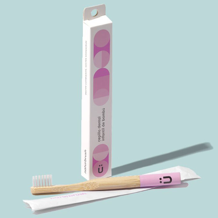 Naturbrush Cepillo de dientes de bambú para niños - rosa