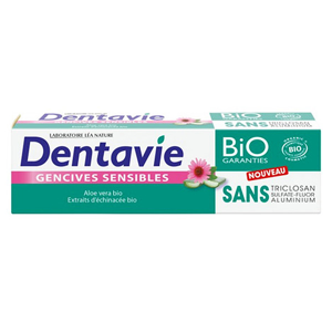 Dentavie Dentifrice Gencives Sensibles à l'Aloe Vera et Extrait d'Echinacées Bio 75ml - Publicité