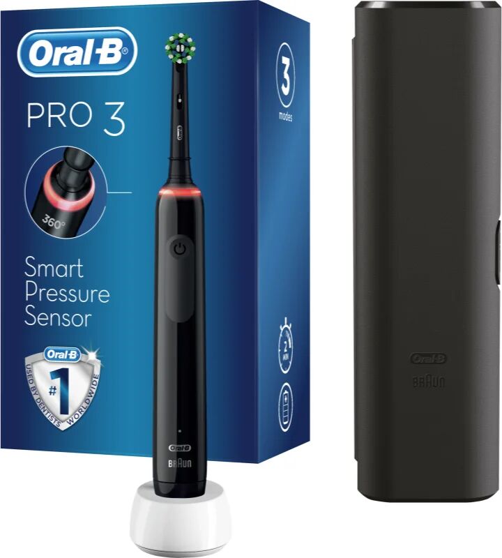 Oral B Pro3 3500 Cross Action Black Electric Toothbrush With Bag