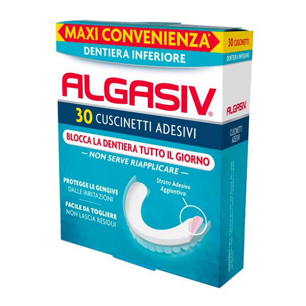 algasiv cuscinetti adesivi inferiore per dentiera 30 pezzi