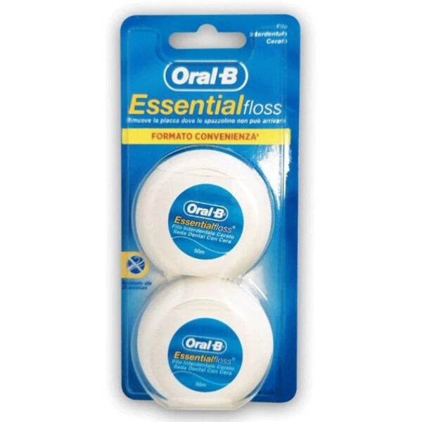 oral-b filo interdentale essential al sapore di menta bipacco 2x50m