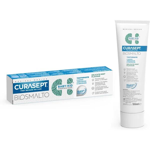 curasept biosmalto baby-kid dentifricio gusto menta 50 ml