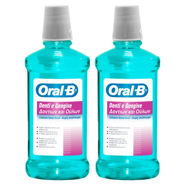 oral-b collutorio denti e gengive senza alcol 2x500 ml