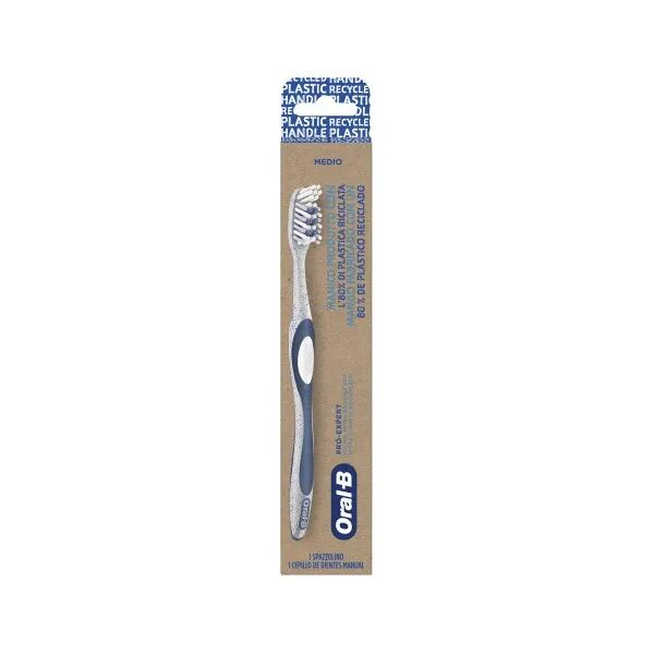 oral-b eco pro-expert spazzolino manuale medio in plastica riciclata 1 pezzo