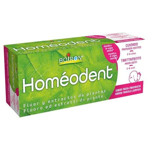 boiron homeodent dentifricio trattamento primi denti 2-6 anni fragola lampone 50 ml