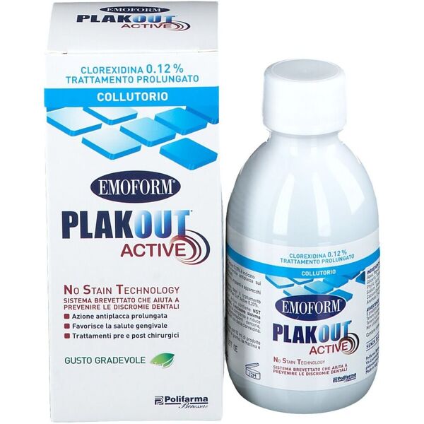 polifarma benessere srl emoform plak out active 0,12% collutorio con clorexidina 200 ml