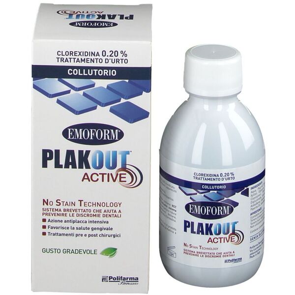 polifarma benessere srl emoform plak out active 0,20% collutorio con clorexidina 200 ml