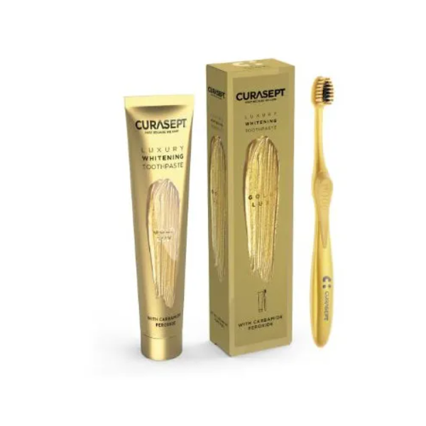 curasept gold lux luxury whitening dentifricio 75 ml + spazzolino