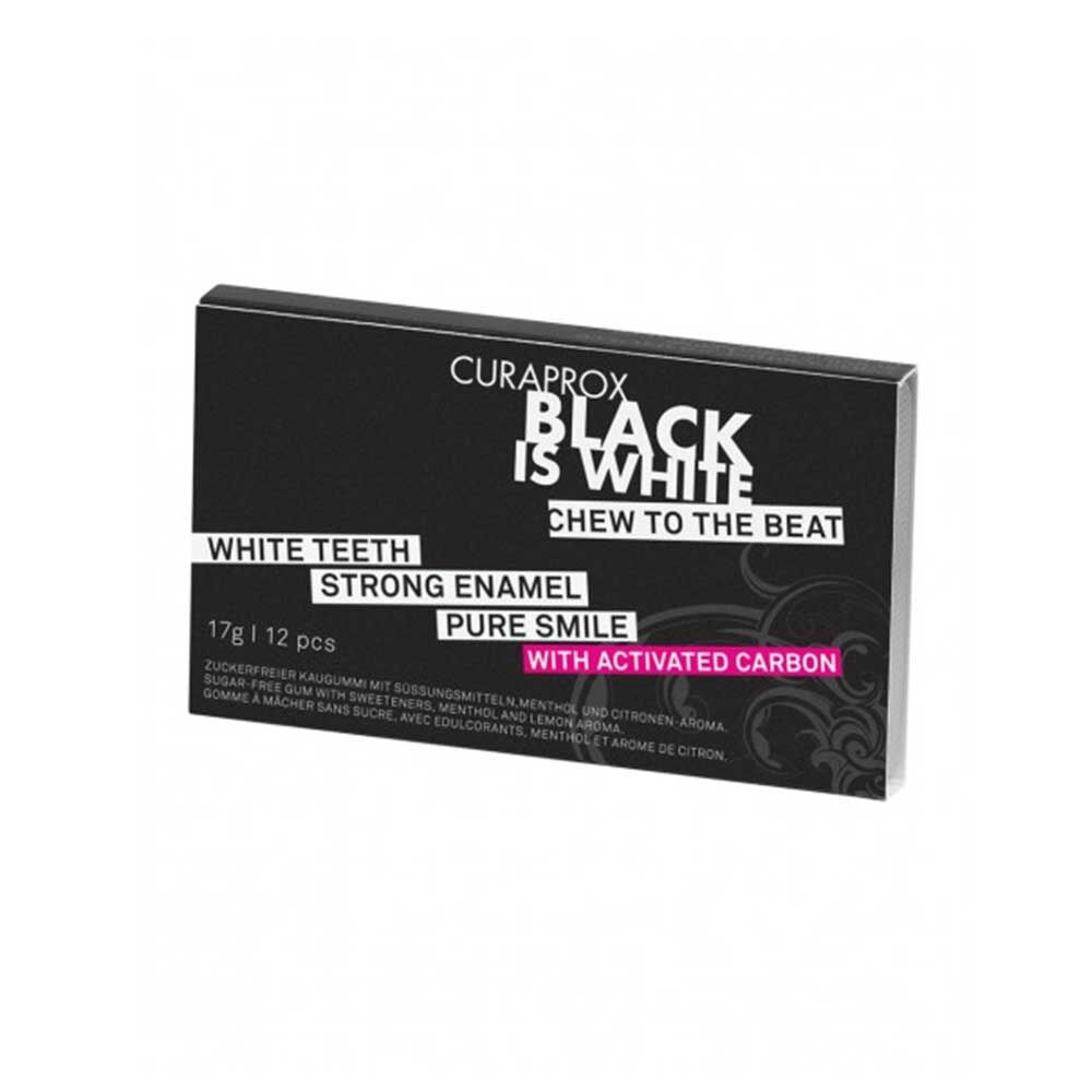 Curaprox Black Is White - Chewing Gum Al Carbone Attivo, 12 Chewing Gum