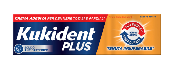 Kukident Plus Doppia Azione Crema Adesiva Protesi Dentali 40 g