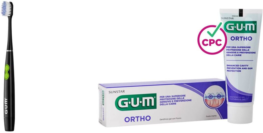 Gum Kit Pulizia Allineatori 1 Spazzolino A Batteria + 2 Dentifrici 12ml