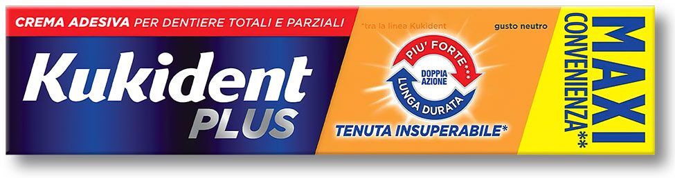 Kukident Plus Doppia Azione Crema Adesiva Dentiere 65g