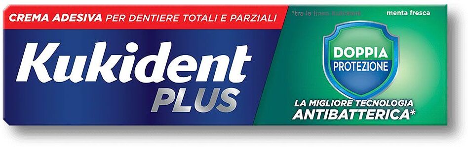 Kukident Plus Doppia Protezione Crema Adesiva Dentiere 40g