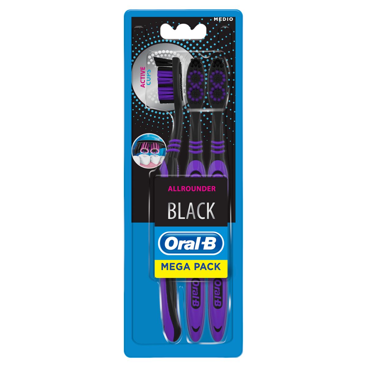 oral-b spazzolino manuale allrounder black 3 pezzi