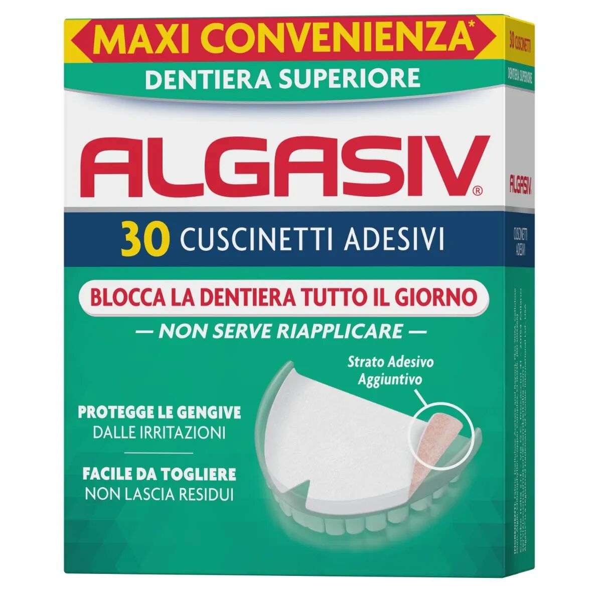 Algasiv Cuscinetti Adesivi Superiori Per Dentiera 30 Pezzi