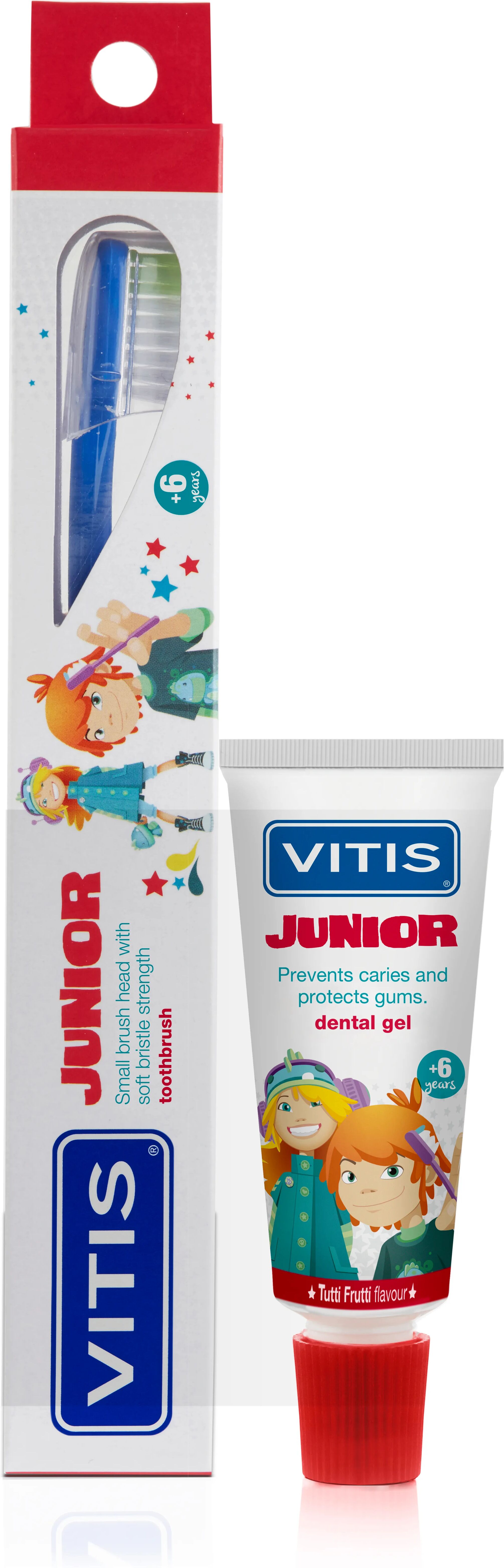 Vitis Junior Spazzolino Bambini +6 anni + Gel Dentifricio 15 ml