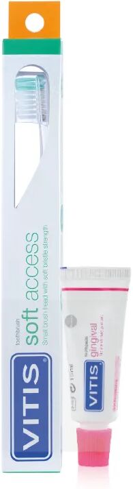 Vitis Soft Access Spazzolino con Testina Piccola e Setole Morbide + Dentifricio Gingival 15 ml