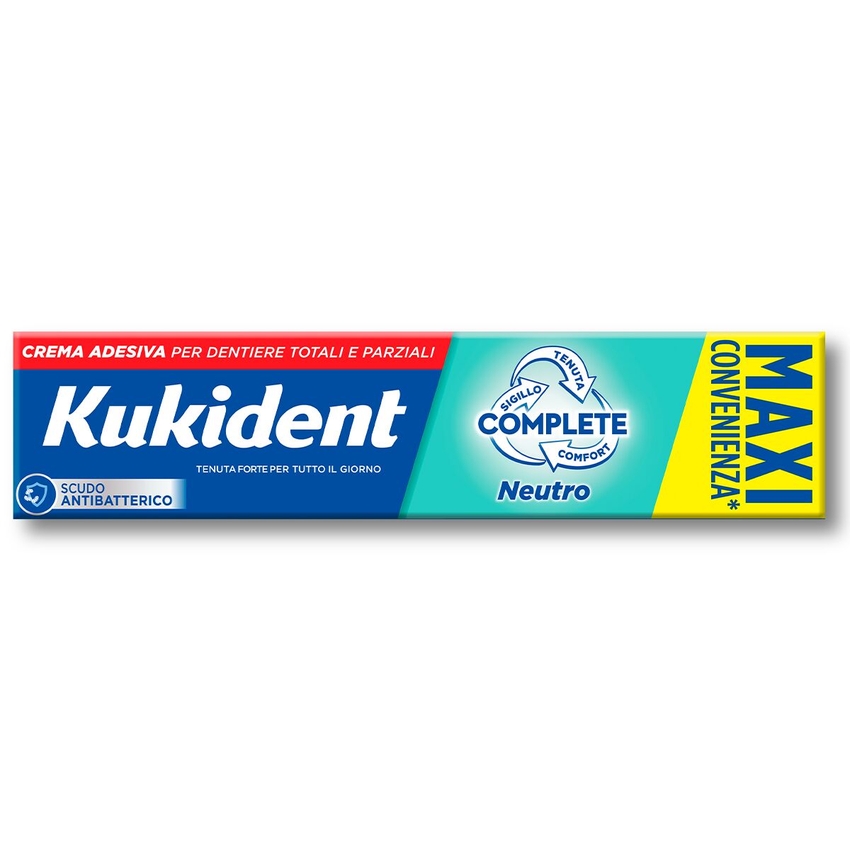 Kukident Complete Neutro Crema Adesiva Per Dentiere Totali e Parziali Aroma Neutro 65 g