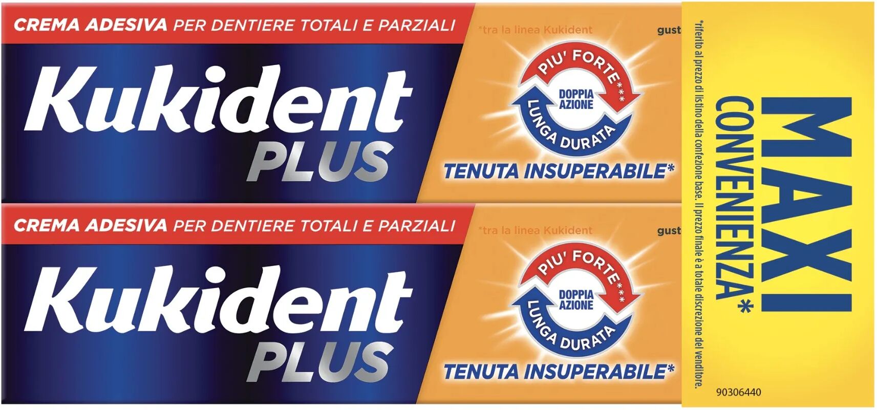 Kukident Plus Doppia Azione Crema Adesiva 2X65 g