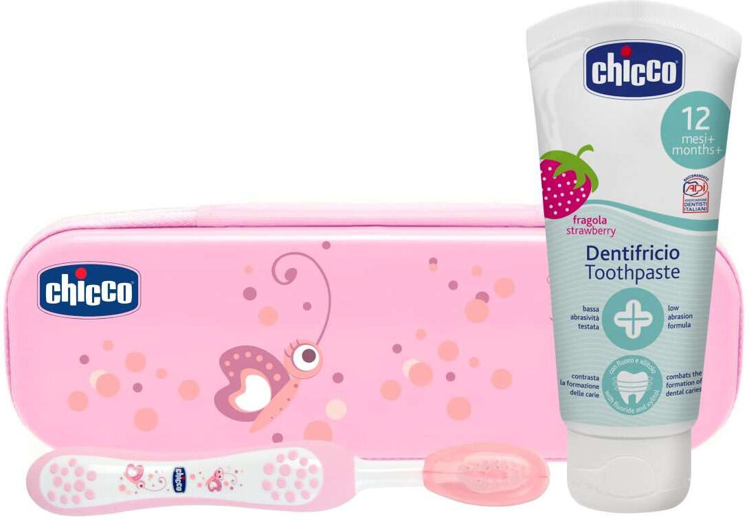 CHICCO Set Primi Dentini 1 Spazzolino + 1 Dentifricio Da 50 Ml Fragola