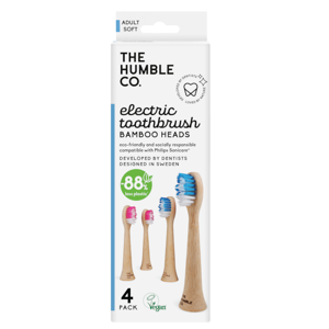 The Humble Co. Humble Electric Toothbrush Bamboo Heads Soft 4-pack