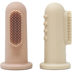 Mushie Finger Toothbrush children’s finger toothbrush Shifting Sand/Blush 2 pc