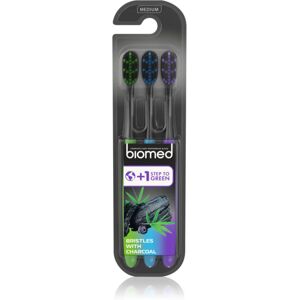 Splat Black Charcoal toothbrushes medium 3 pc