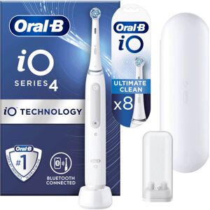 Oral-B iO4 White Electric Toothbrush with Travel Case - Toothbrush + 8 Refills