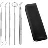 Aihontai 5pcs Stainless Steel Dental Tool Set Tooth Scraper Dental Mirror Dental