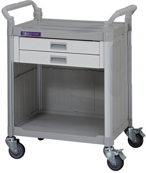 Vincal Carrello di servizio a 2 cassetti + vano a giorno, 76x49x94 h., 2 maniglioni di spinta, col. bianco, 4 ruote 2 c/freno