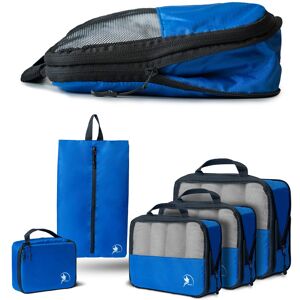 Obics - 5-Teilige Kompression Packtaschen Set Inkl. Schuhbeutel Für Koffer & - Geoffnete Verpackung Blau 42x32x13 cm , 34x28x12 cm ,28x16x8 cm