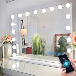 WEEN Bluetooth Hollywood spegel med belysning, 15 dimmer-LED-lampor, sminkspegel