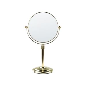 Beliani Makeup Spejl Glas Guld Metal ø 20 cm Kosmetikspejl med Forstørrelse Dobbeltsidet Spejl til Sminkebord Design til Pigeværelse Sminkespejl