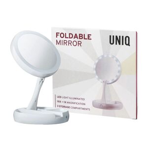 UNIQ Foldbart Makeup spejl med lys LED og 10x forstørrelse