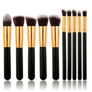 Sminkborstar Makeup børster 10 stk - sort / guld