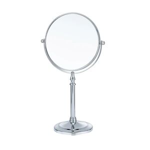 17,8 cm 10x forstørrende makeupspejl på stander til soveværelse og badeværelse, klassisk fritstående rundt bordpejl med dobbeltsidet 10x/1x forstørrelse