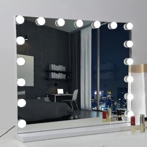 70 X 55 cmhollywood vaskespejl med 3 farve lys 14 dæmpbare led pærer, stort makeup kosmetik spejl med usb opladning kun pærer