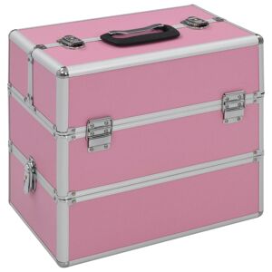 vidaXL makeupkuffert 37 x 24 x 35 cm pink aluminium