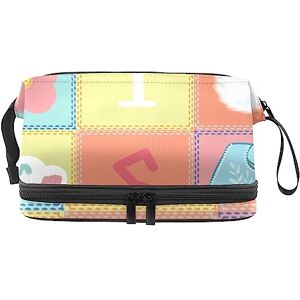 Générique Trousse de maquillage double couche avec motif nuage mignon pour femmes et filles, grande trousse de toilette de voyage, trousse de maquillage avec poignée de transport, Multicolore #01, 27x15x14 cm/10.6x5.9x5.5 in, Trousse de beauté - Publicité