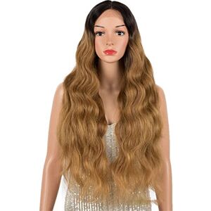 INPETS Perruque Synthétique Lace Front Wig,Perruque Synthétique Lâche Vague Profonde Avant De Lacet Pour Les Femmes Ombre Blonde Perruque Cosplay Perruque Résistant À La Chaleur,E,30 inch - Publicité