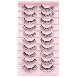 URFEDA 10 Paires de Faux Cils Naturels Demi Faux Cils Bande Naturel Réutilisables Fake Lashes à La Main Effet Extension Faux-Cils Court Doux False Eyelashes Cils Moelleux Fournitures de Maquillage - Publicité